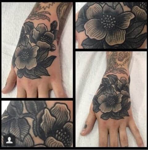 Black and Grey Flower Tattoo For Girl